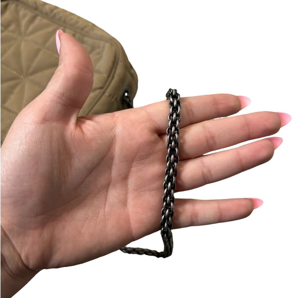 Sonia Rykiel Le Copain Quilted Taupe Crossbody Bag With Gunmetal Chain Strap - Picture 7 of 8